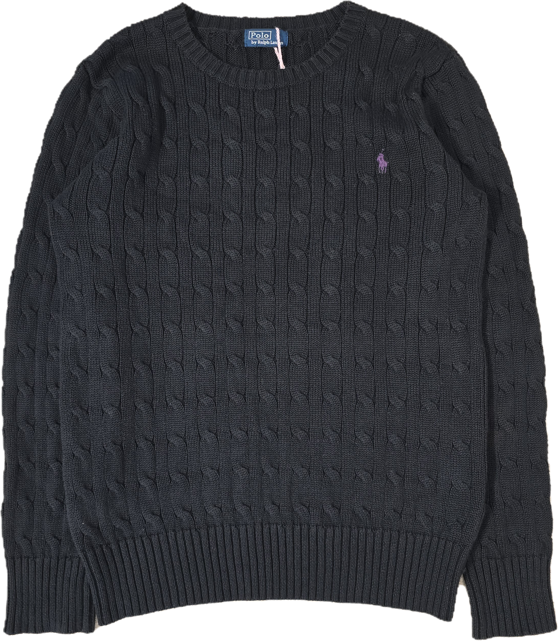 Pull col rond en maille torsadée noir - S/M