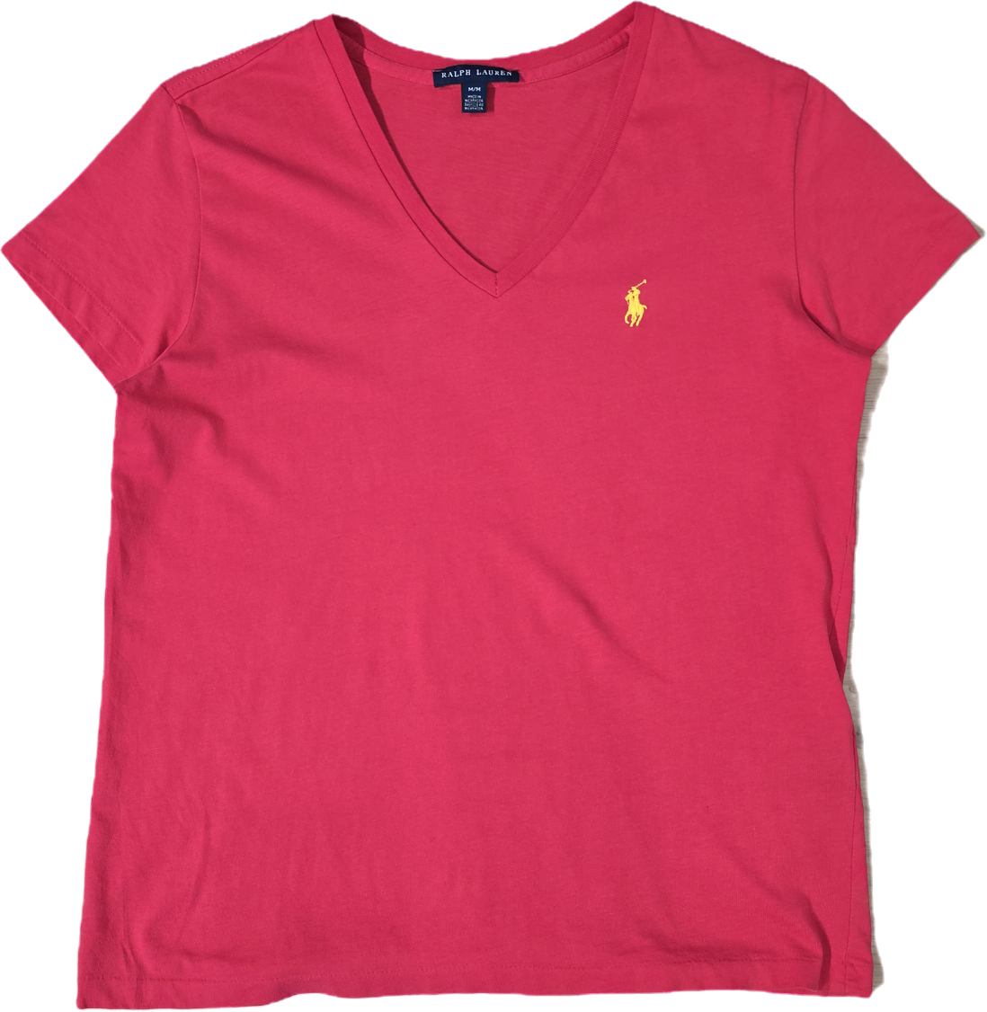 Tee-shirt col V rose - M
