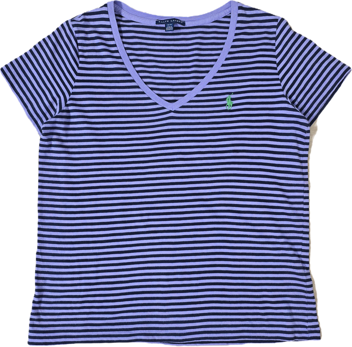 Tee-shirt col V à rayures - M