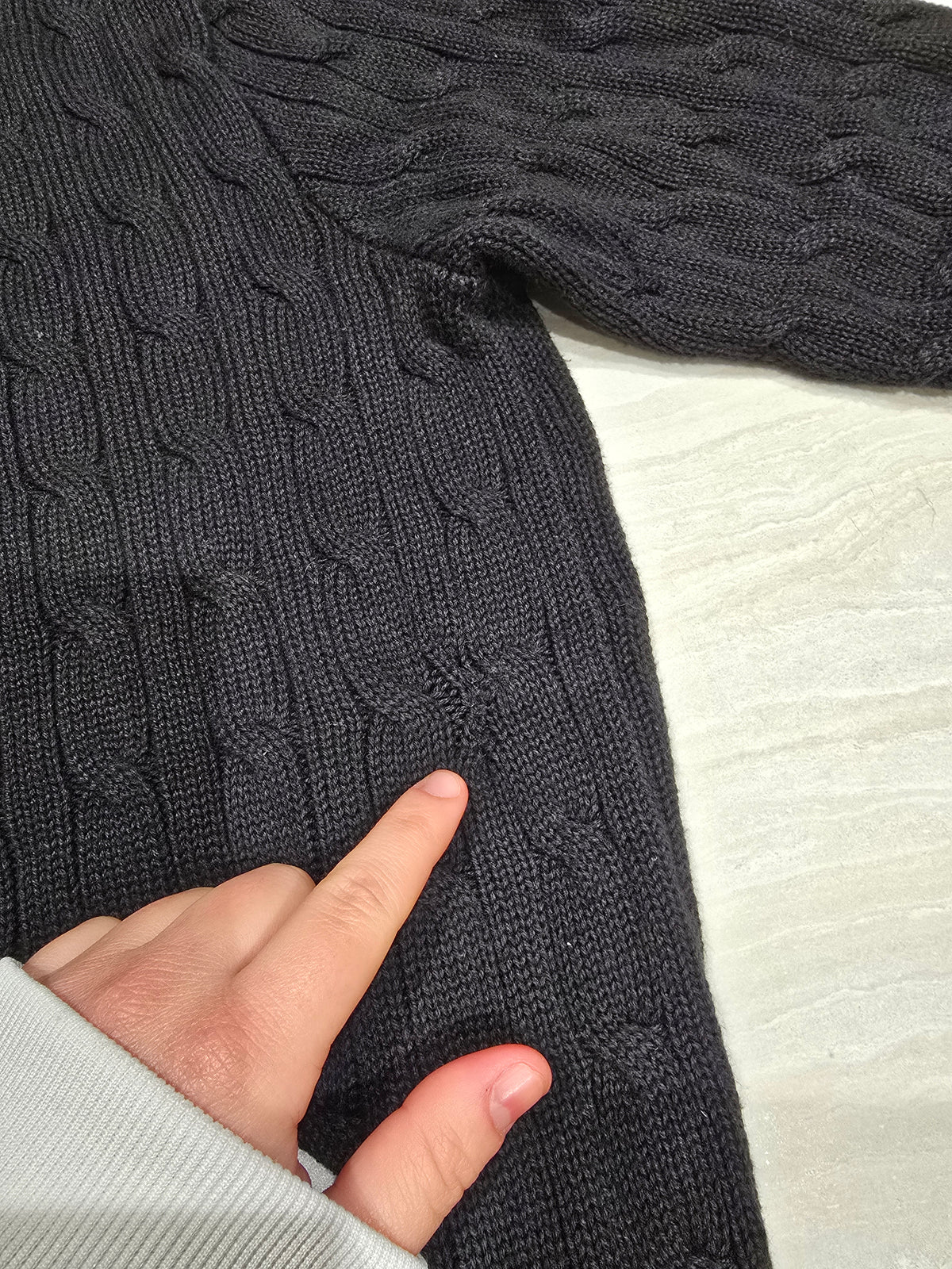 Pull col rond en maille torsadée noir - S/M