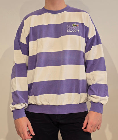 Sweat à rayures "la chemise Lacoste" des années 80' fabriqué en France - XL