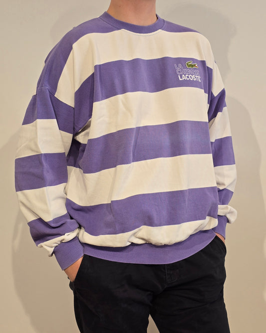 Sweat à rayures "la chemise Lacoste" des années 80' fabriqué en France - XL