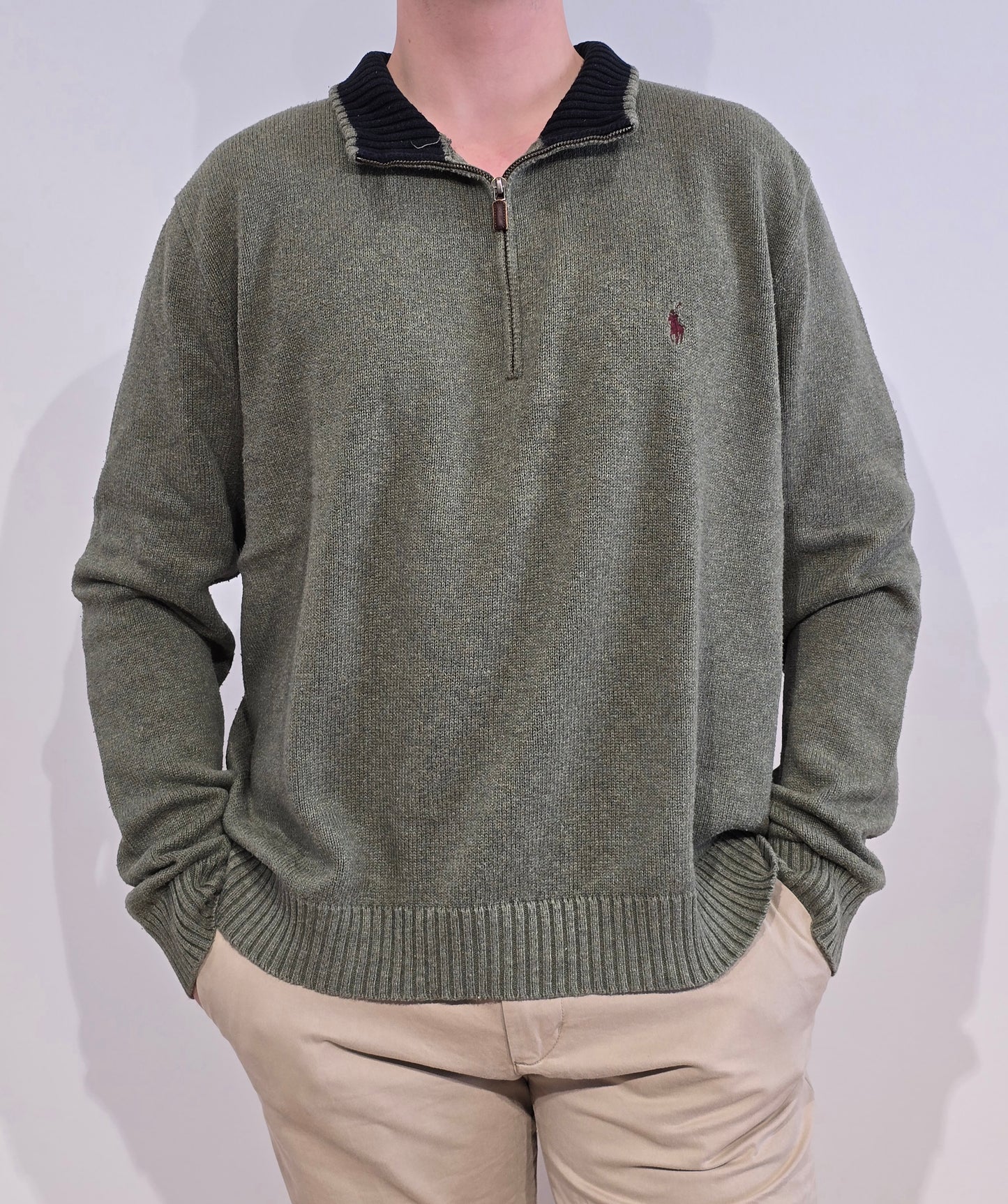 Pull camionneur en coton vert - XXL