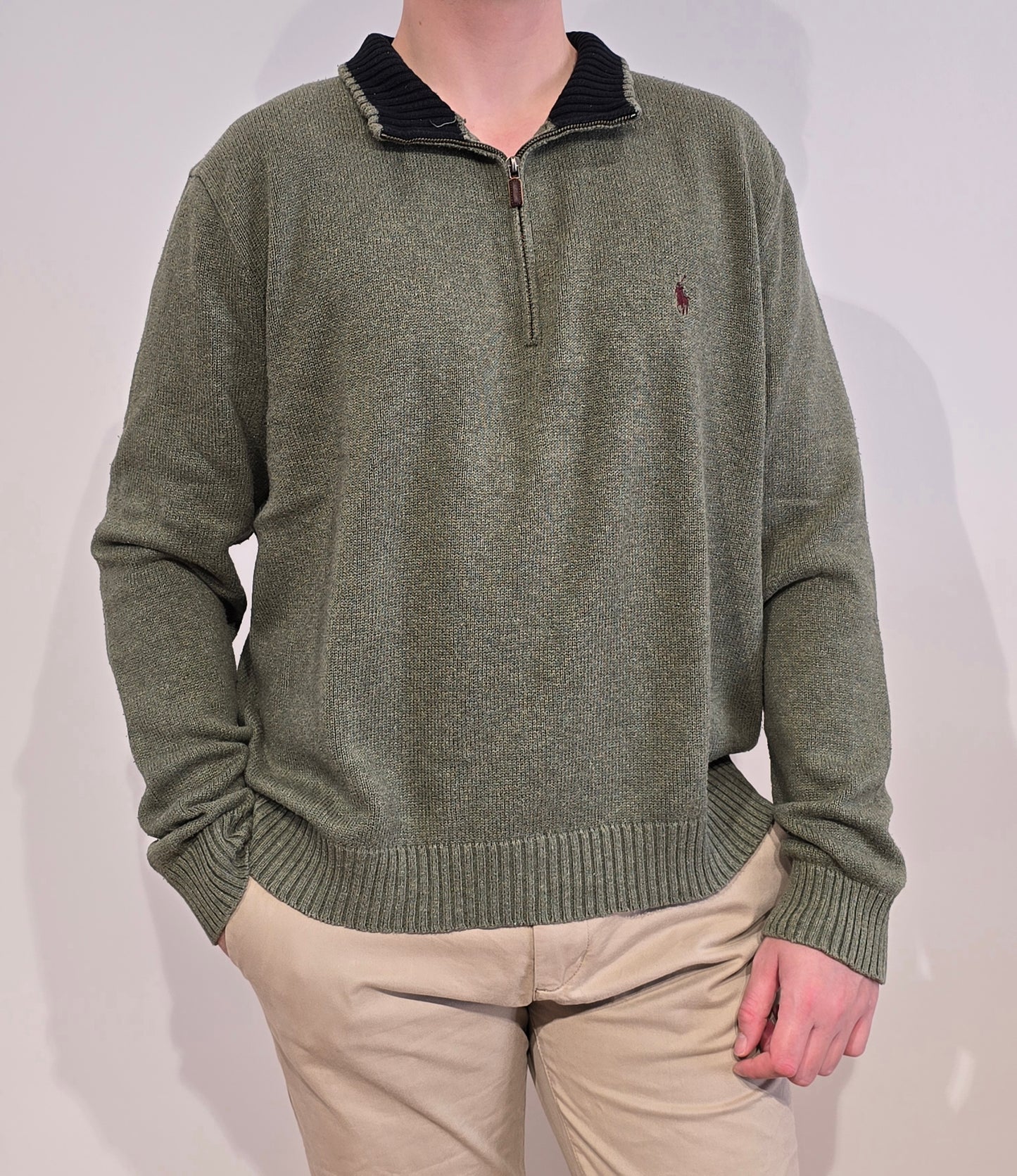 Pull camionneur en coton vert - XXL