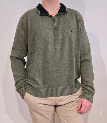 Pull camionneur en coton vert - XXL