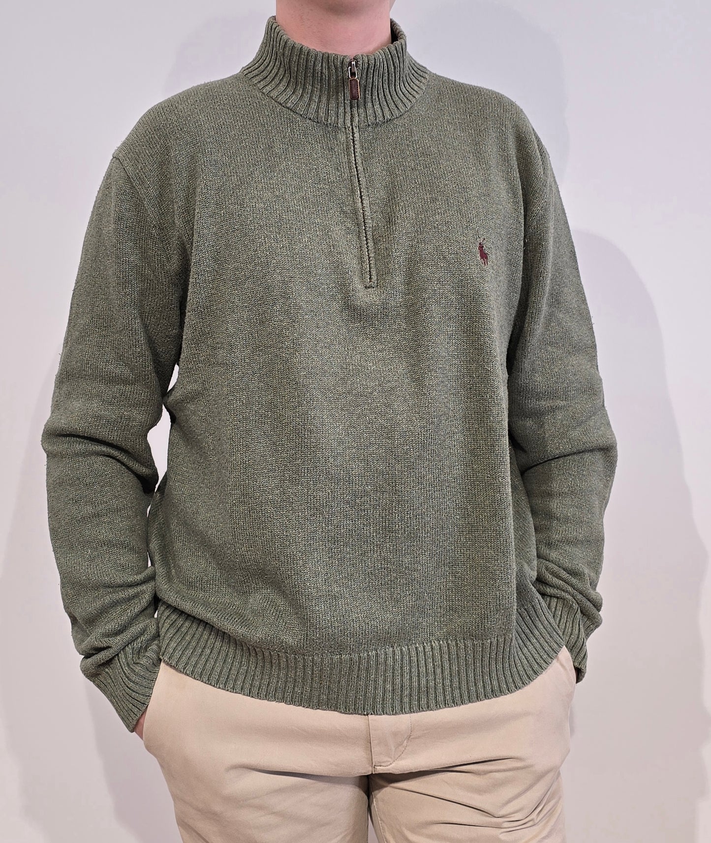 Pull camionneur en coton vert - XXL