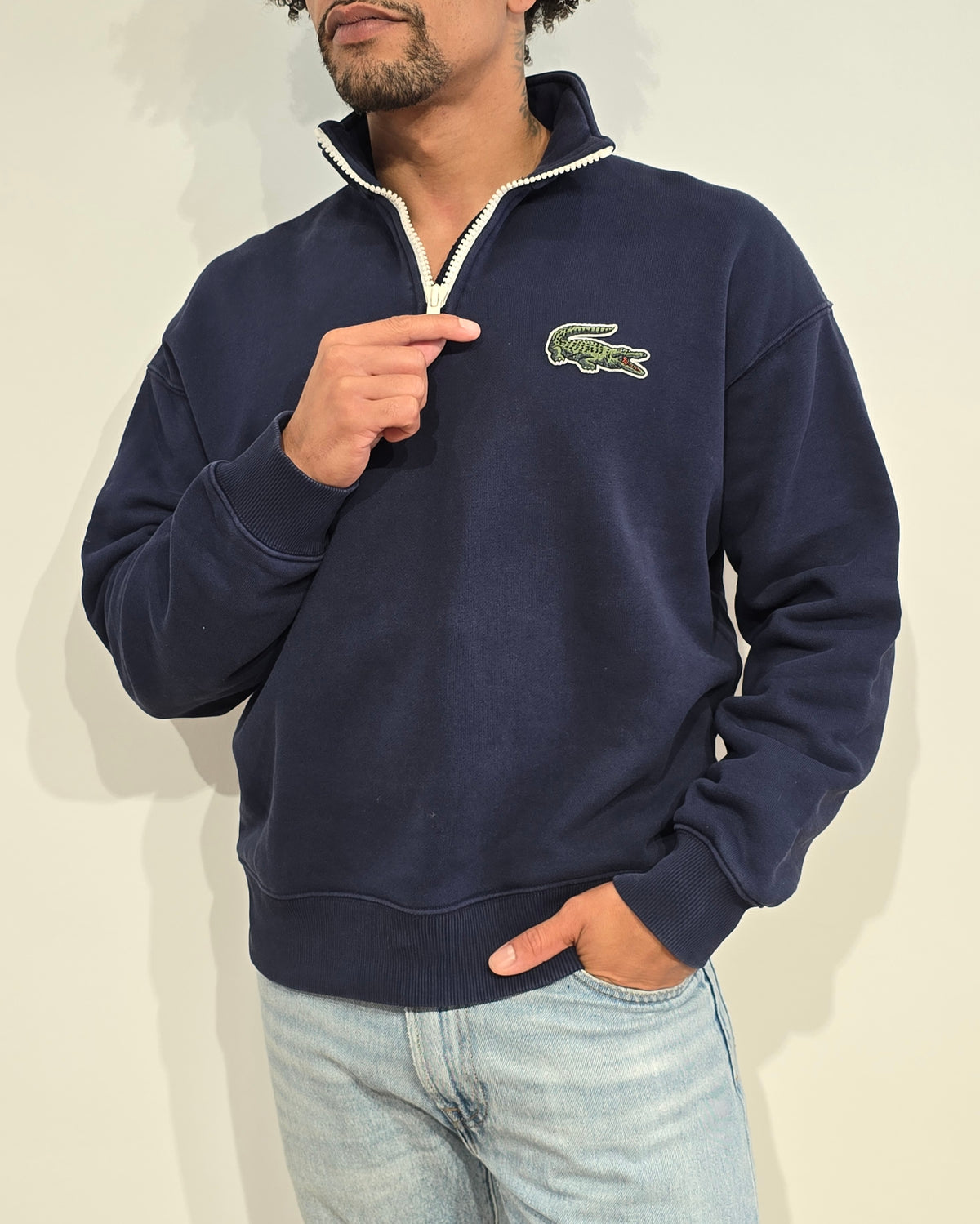 Pull camionneur bleu marine moderne - M