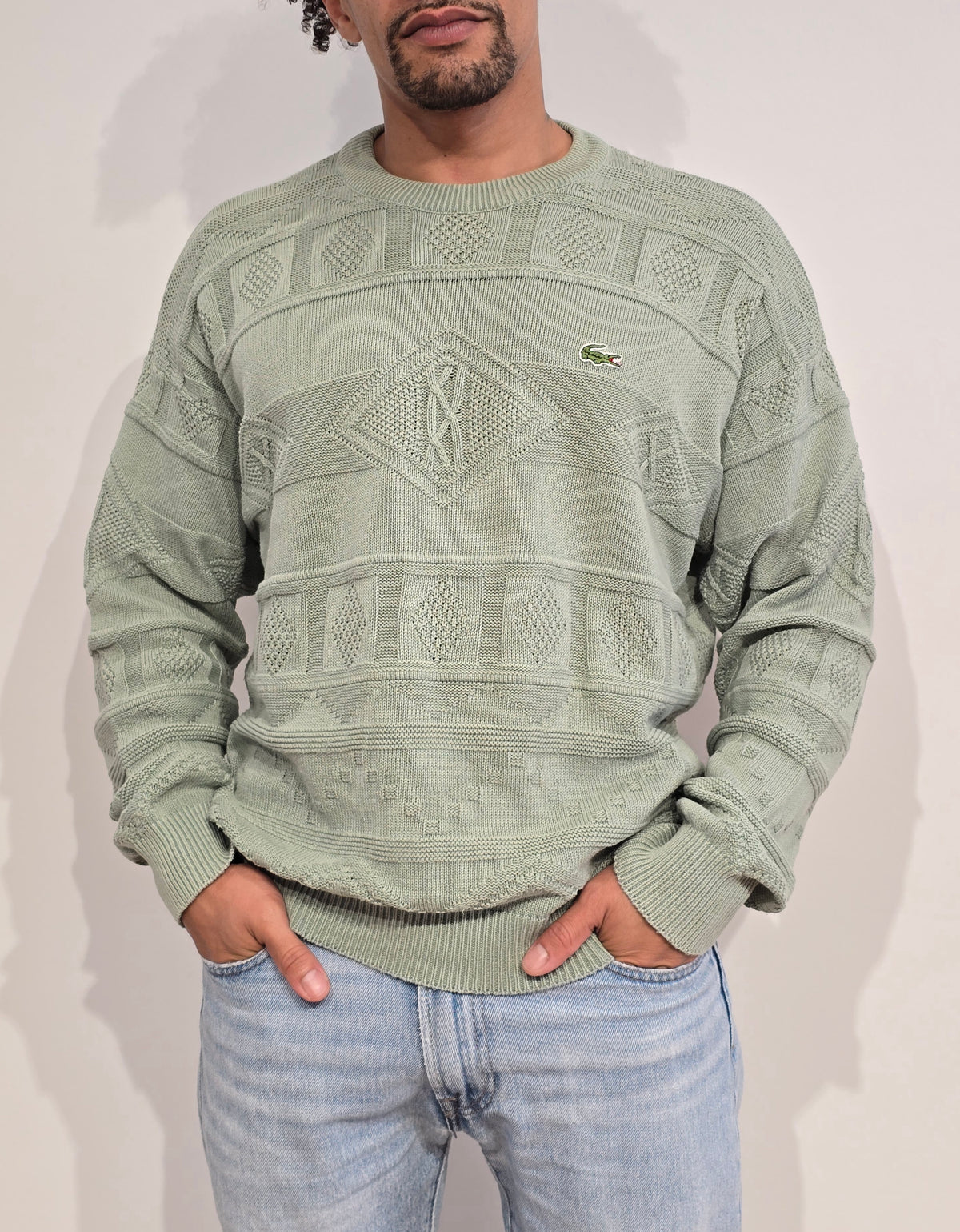 Pull en maille vintage verte des années 80' - L