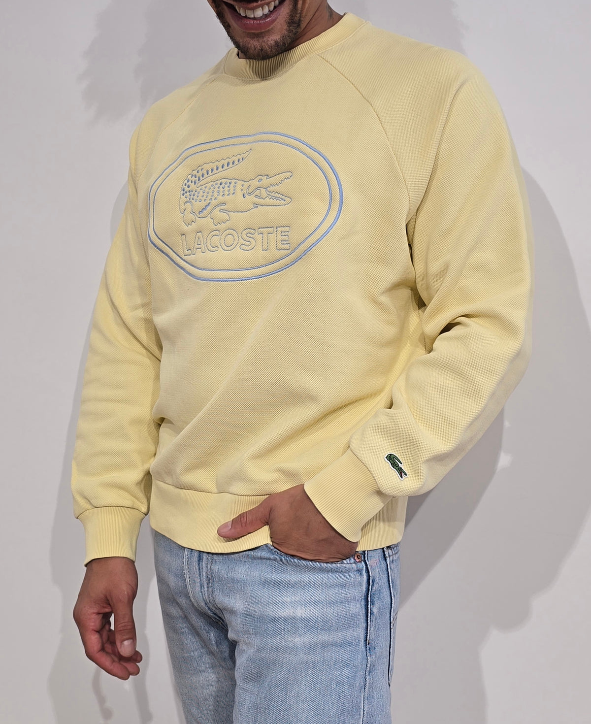 Sweat jaune poussin brodé - M