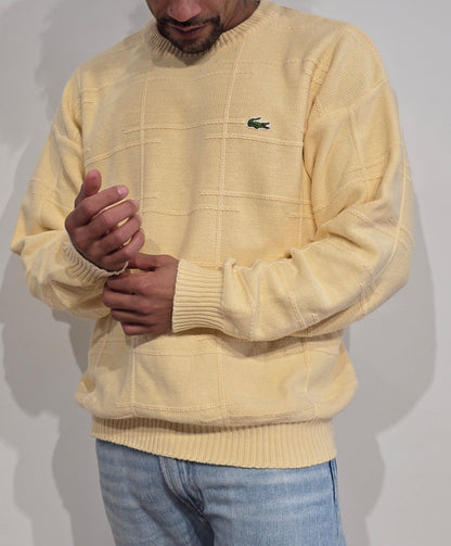 Pull en maille légère jaune poussin des années 80' Fabriqué en France - L
