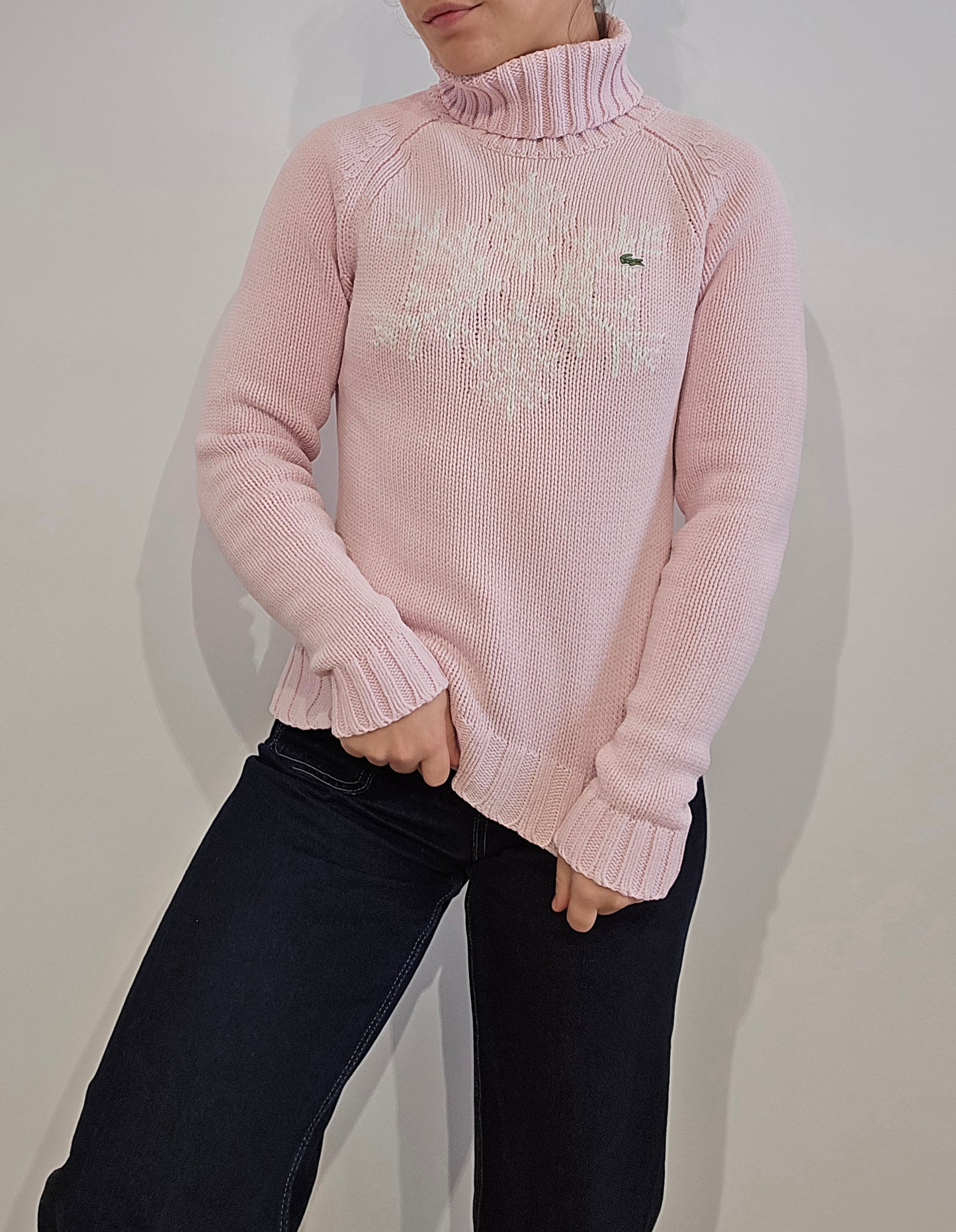 Pull en col roulé à motif flocon des années 90'- XS