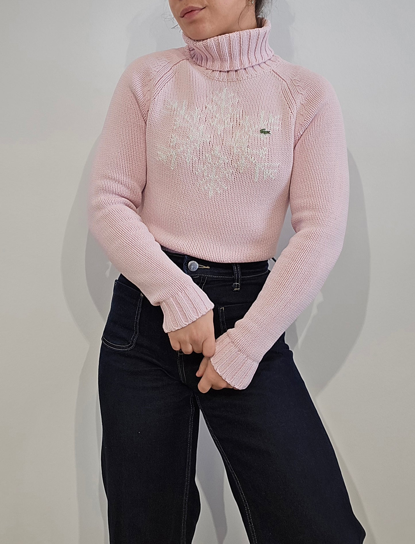 Pull en col roulé à motif flocon des années 90'- XS