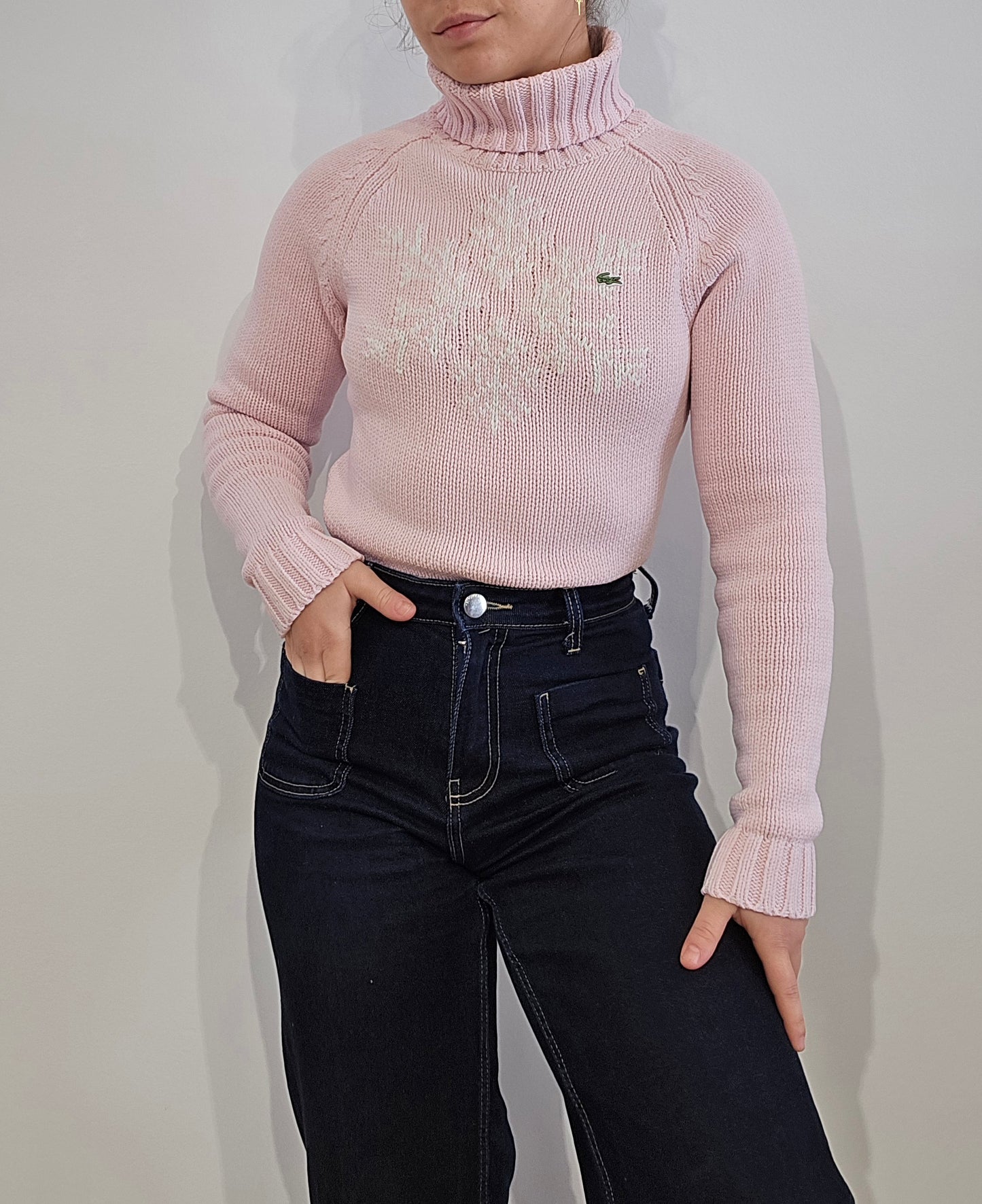 Pull en col roulé à motif flocon des années 90'- XS