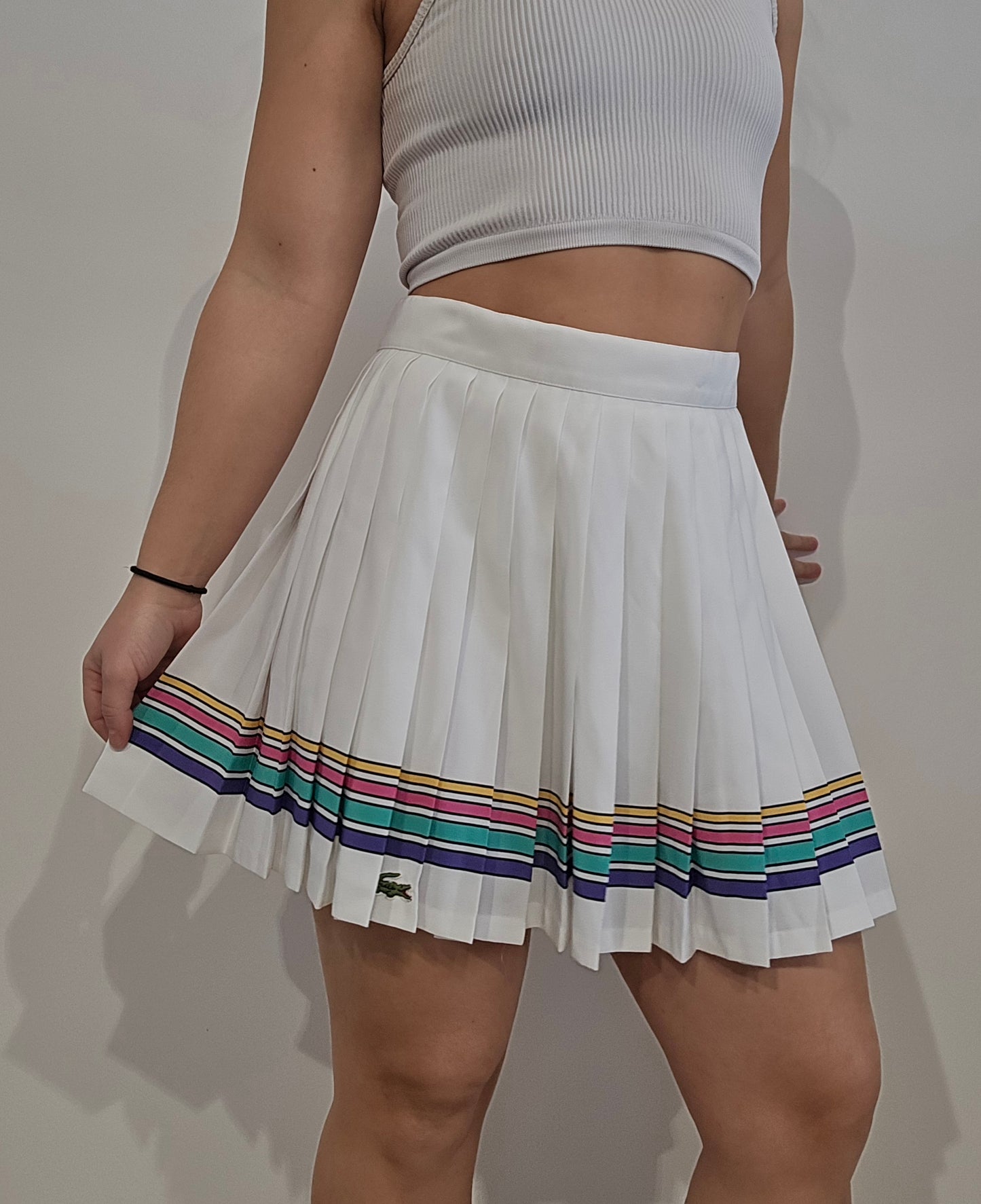 Jupe de tennis plissée avec liseré multicolore des années 80' - XS