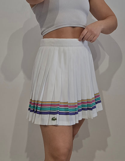 Jupe de tennis plissée avec liseré multicolore des années 80' - XS