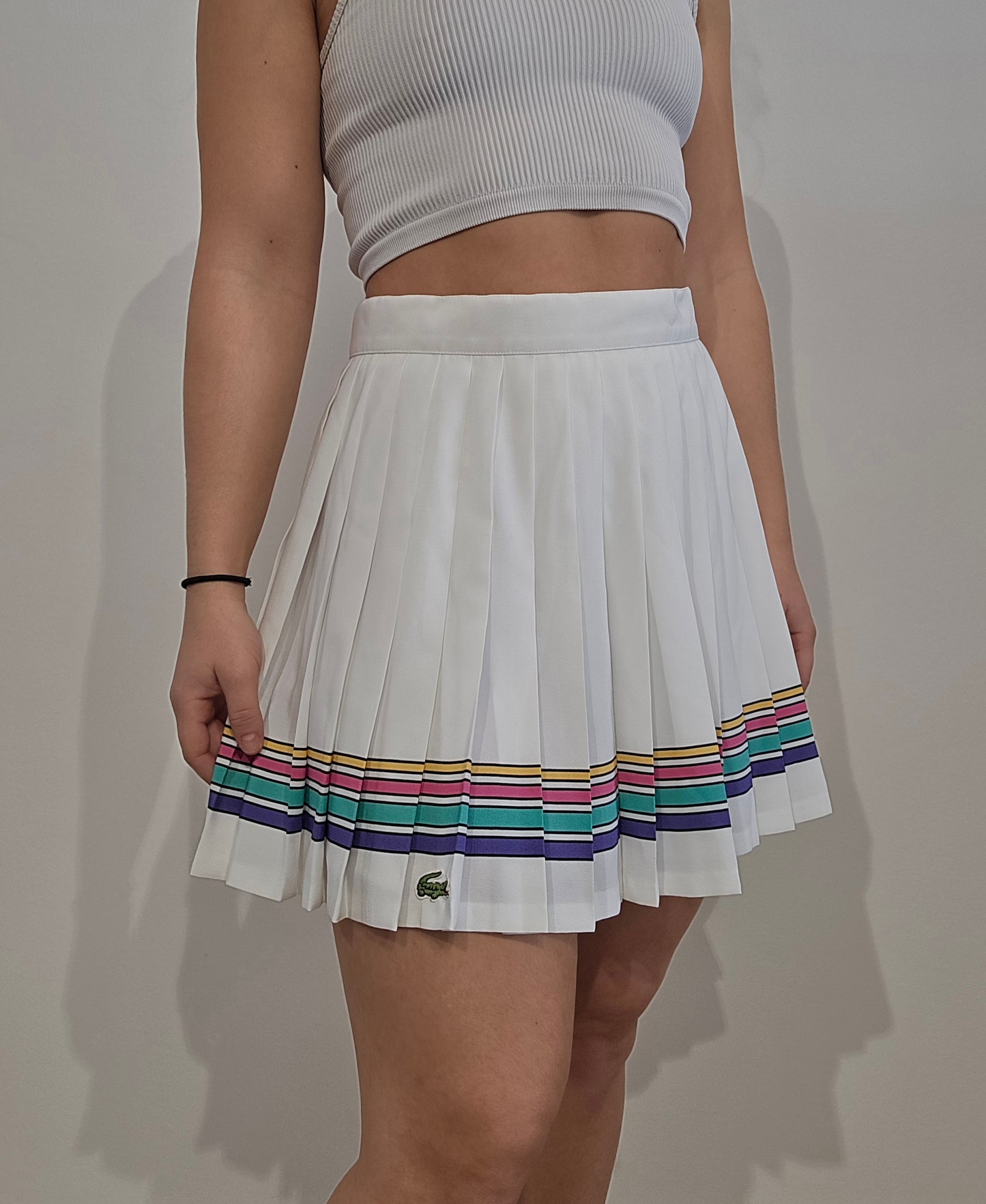 Jupe de tennis plissée avec liseré multicolore des années 80' - XS