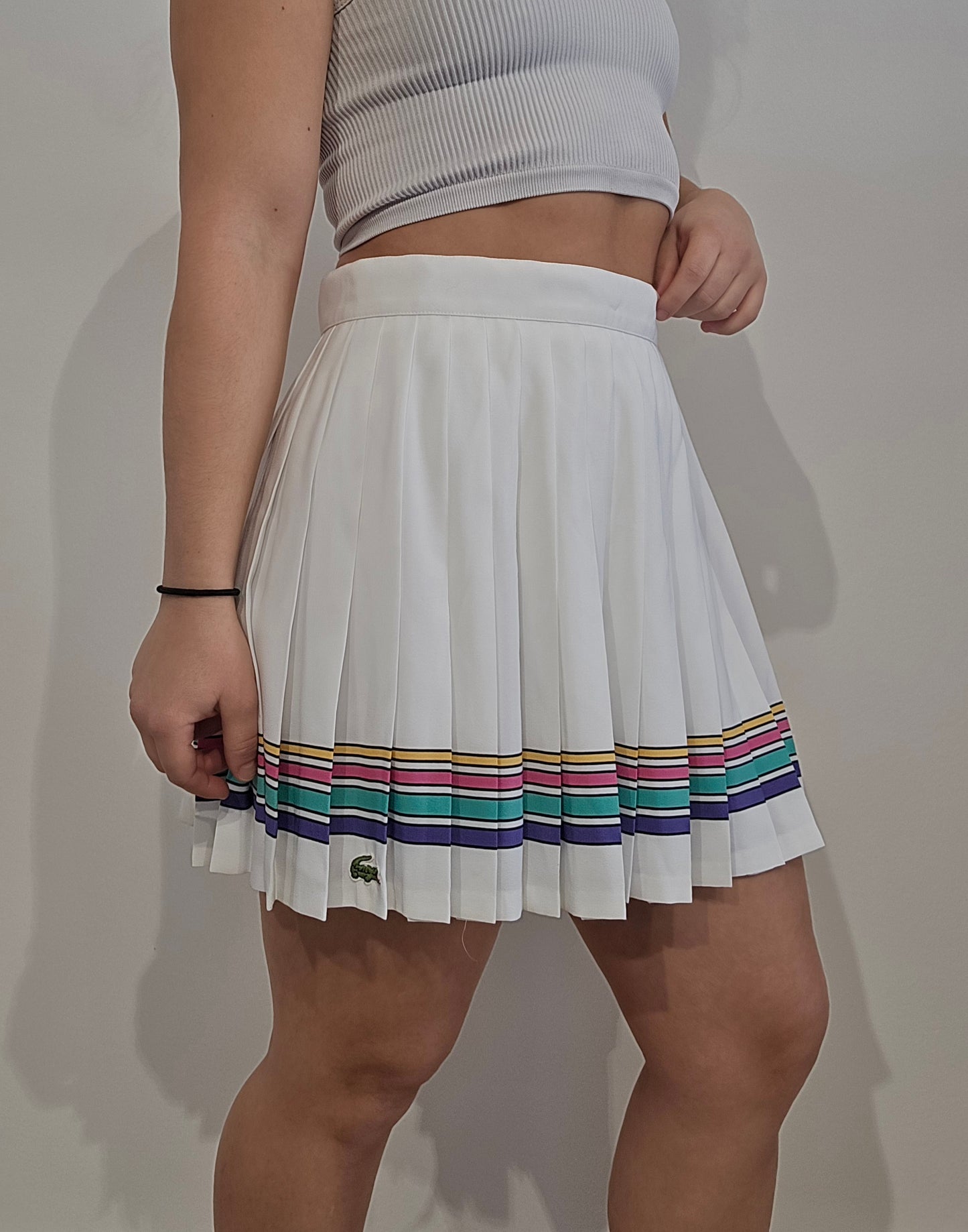 Jupe de tennis plissée avec liseré multicolore des années 80' - XS