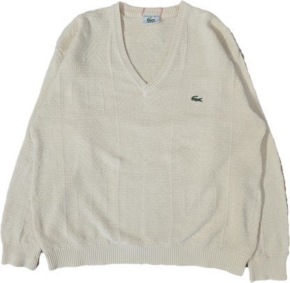Pull col V crème des années 80' fabriqué en france - L/XL