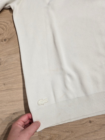 Pull original en coton blanc brodé "une crocodelle" - XL