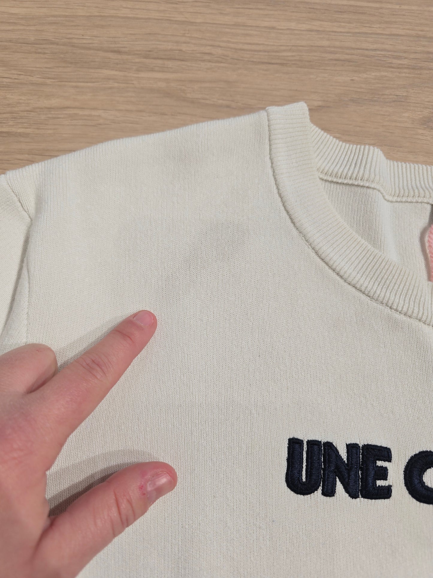 Pull original en coton blanc brodé "une crocodelle" - XL