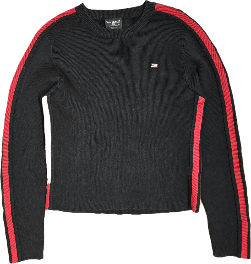 Pull en maille côtelée noir des années 90' american flag - S/M