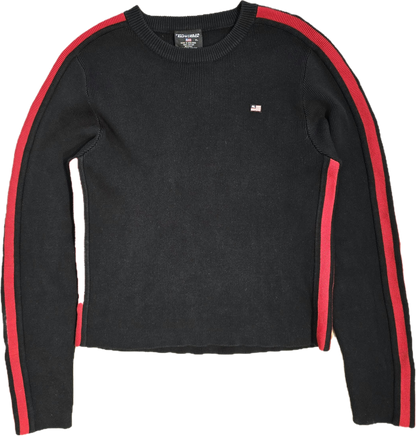 Pull en maille côtelée noir des années 90' american flag - S/M