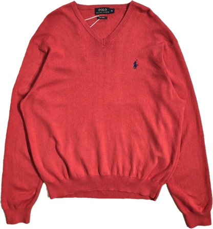 Pull col V en coton rouge - XL