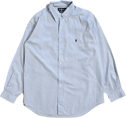 Chemise en coton unie bleu - XL