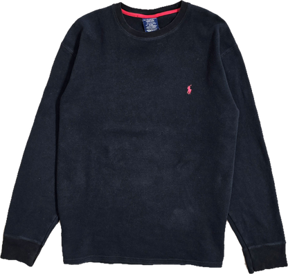 Pull col rond en maille piquée noir - XL