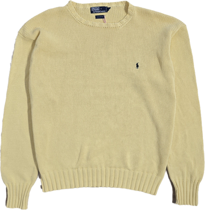 Pull en maille jaune en coton - XL