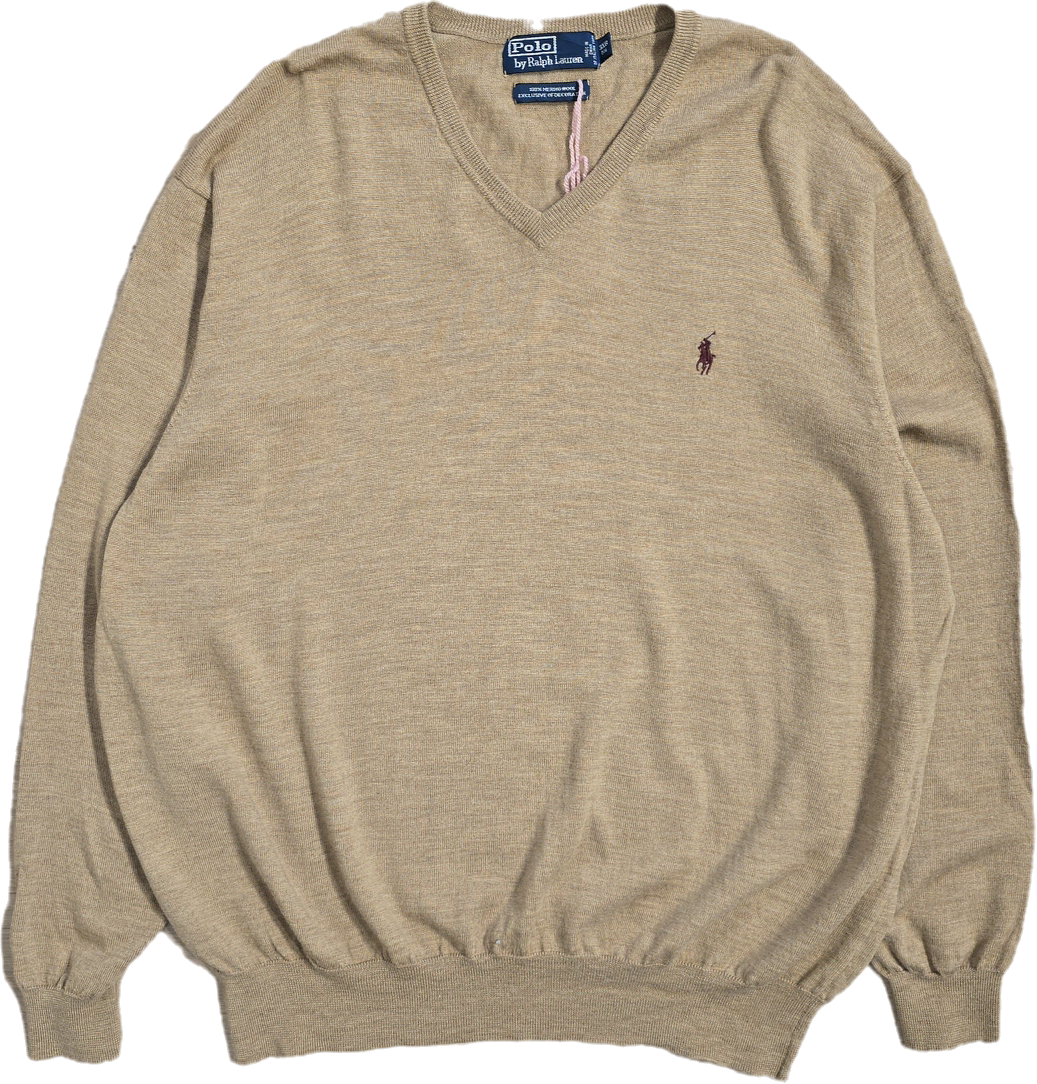 Pull léger col V marron - XXL