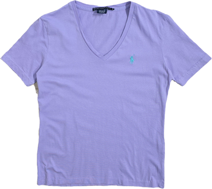 Tee-shirt col V en coton violet - S