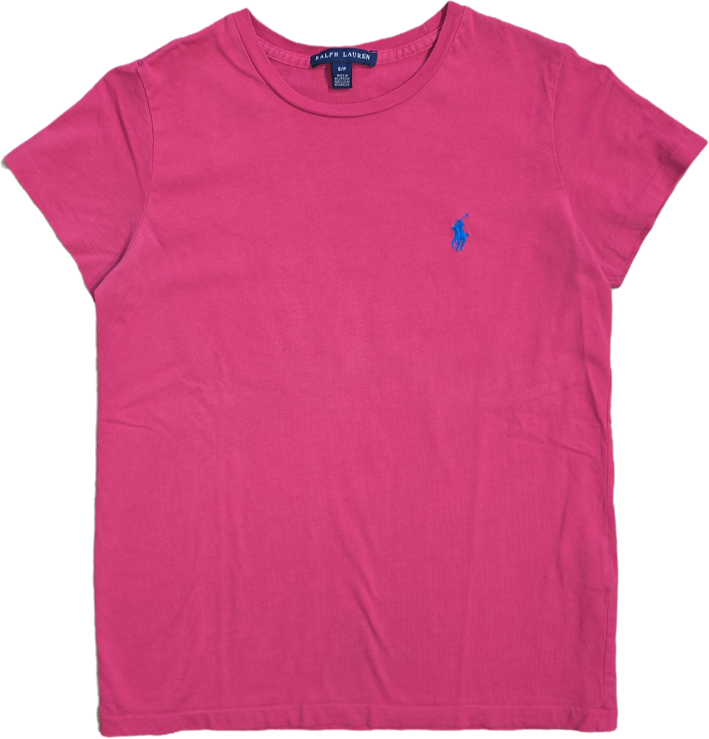 Tee-shirt col rond en coton rose - S