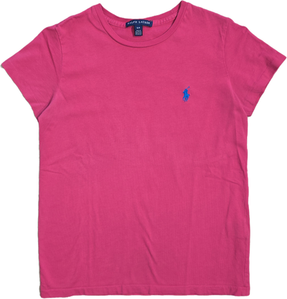 Tee-shirt col rond en coton rose - S