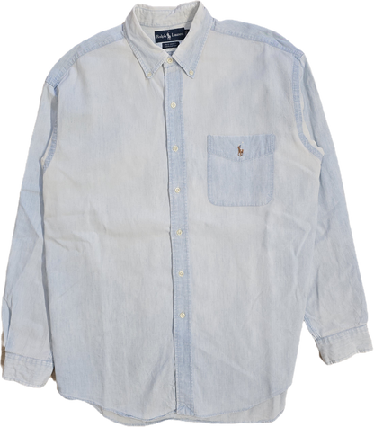 Chemise en coton bleu dévalé- XL