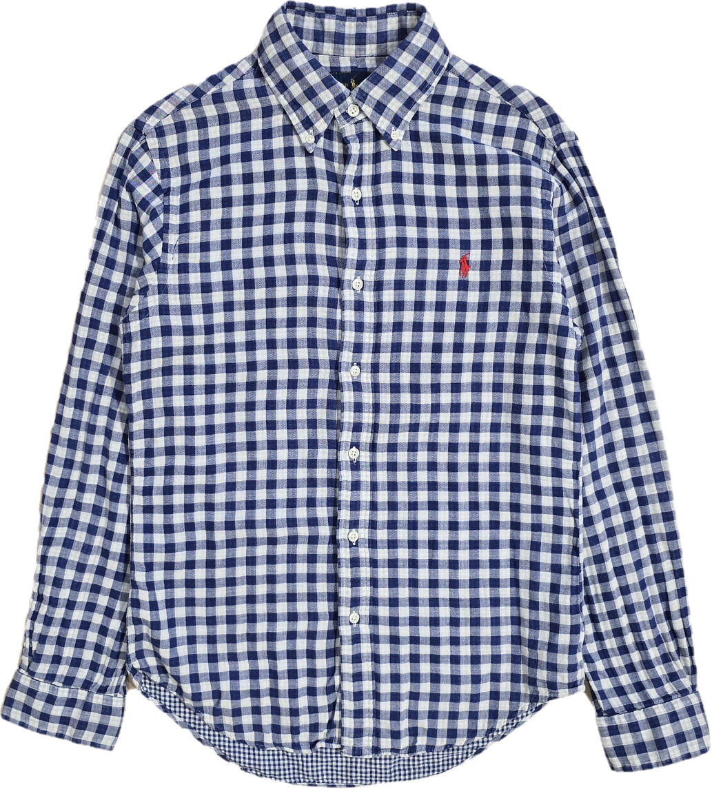 Chemise coupe Silm fit en coton vichy bleu - S