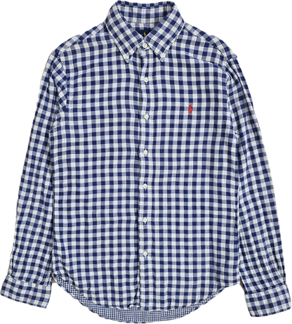 Chemise coupe Silm fit en coton vichy bleu - S