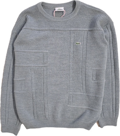 Pull col rond en maille gris vintage - M