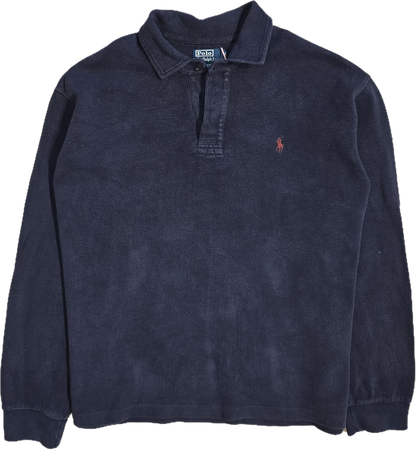 Pull col boutonné marine - XXL