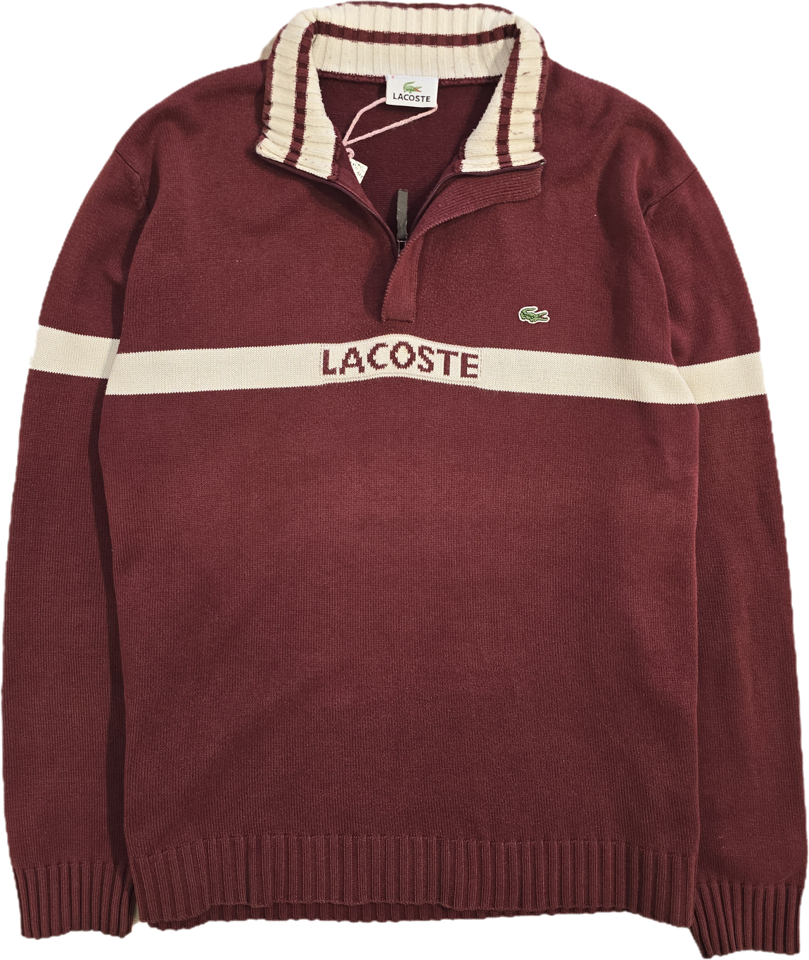 Pull camionneur en coton bordeaux vintage - XL