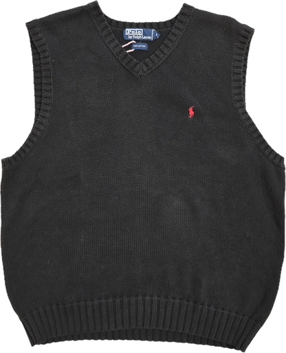 Pull sans manches en coton noir - L