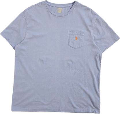 Tee-shirt col rond en coton bleu ciel - L