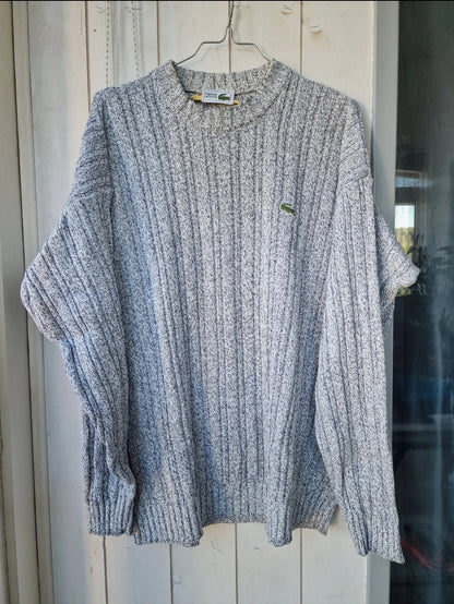 Pull en grosse maille grise des années 80' fabriqué en Espagne - XL/42