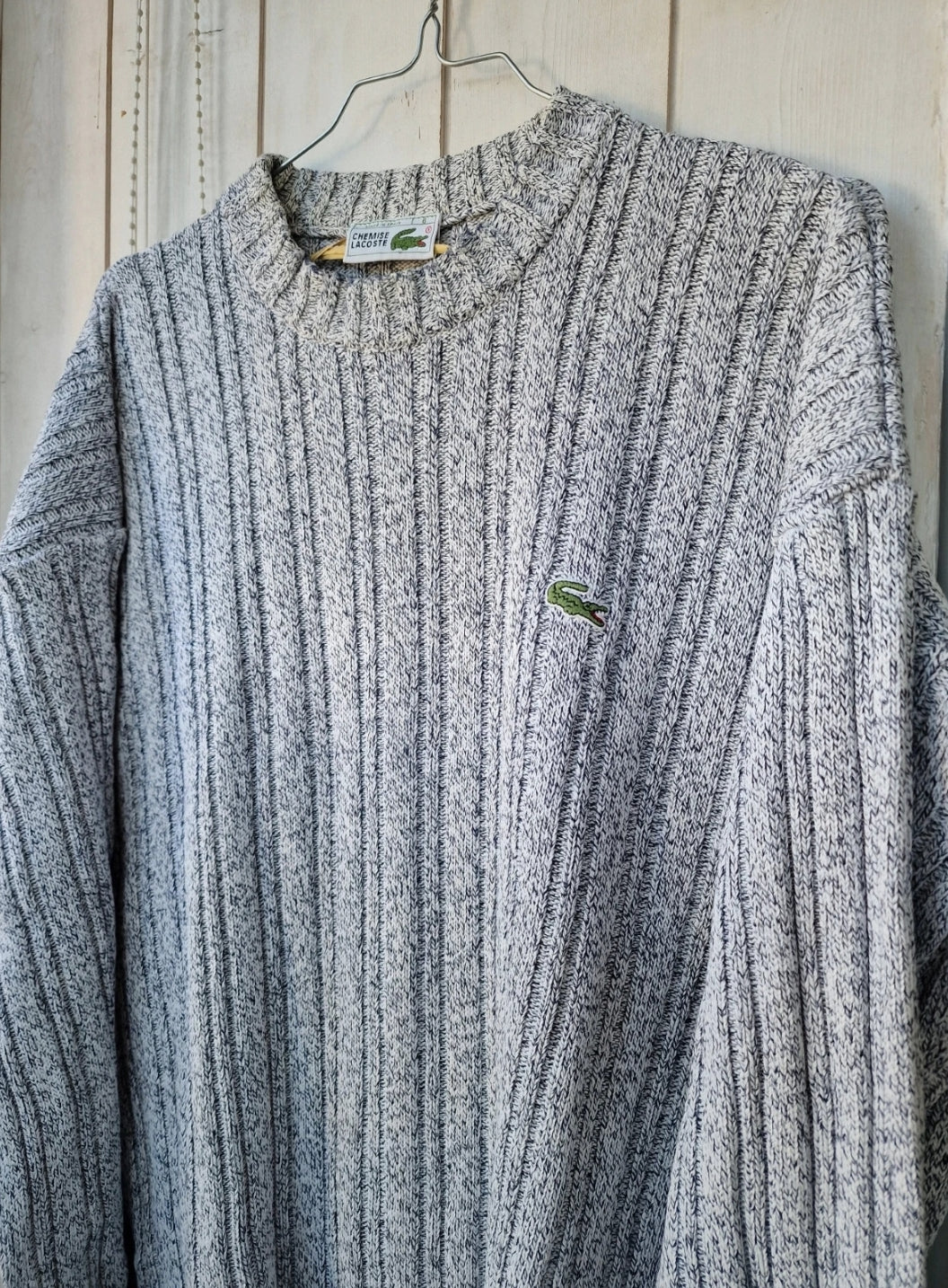 Pull en grosse maille grise des années 80' fabriqué en Espagne - XL/42