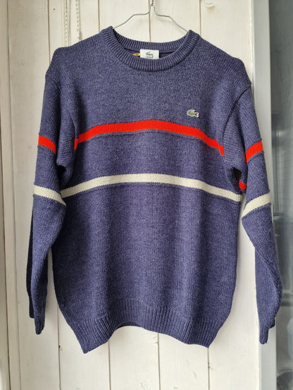 Maille bleu à rayures des années 90' Lacoste - XS/34