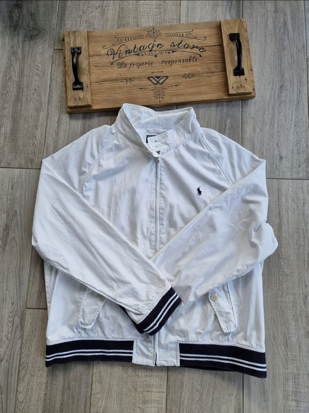 Veste style Harrington blanche Ralph Lauren - XL/42