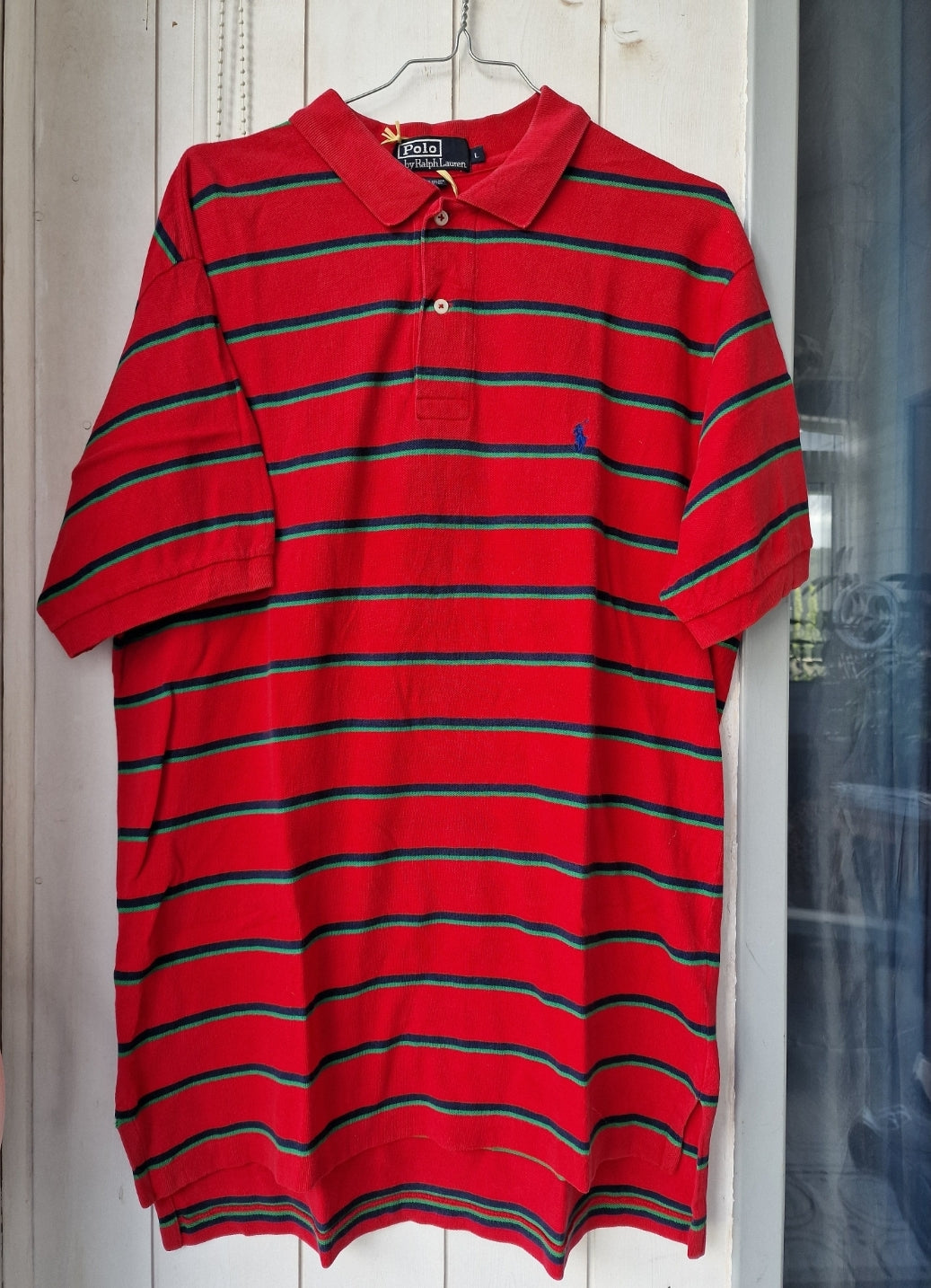 Polo MIXTE rouge à rayures Ralph Lauren - L/40