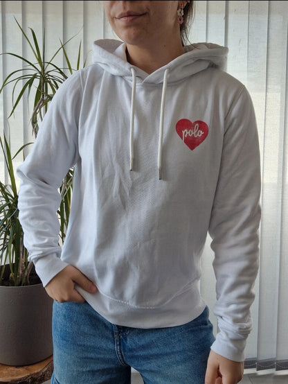 Sweat à capuche blanc moderne "polo" cœur - XS/S