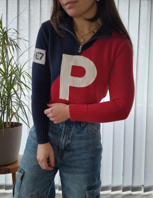 Pull camionneur rouge/marine - XXS/XS