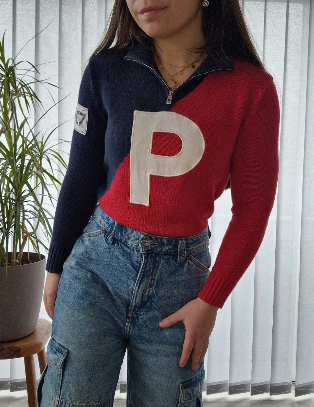 Pull camionneur rouge/marine - XXS/XS